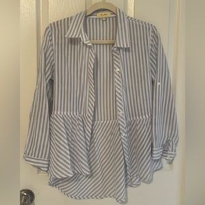 Love Notes white and blue stripes top